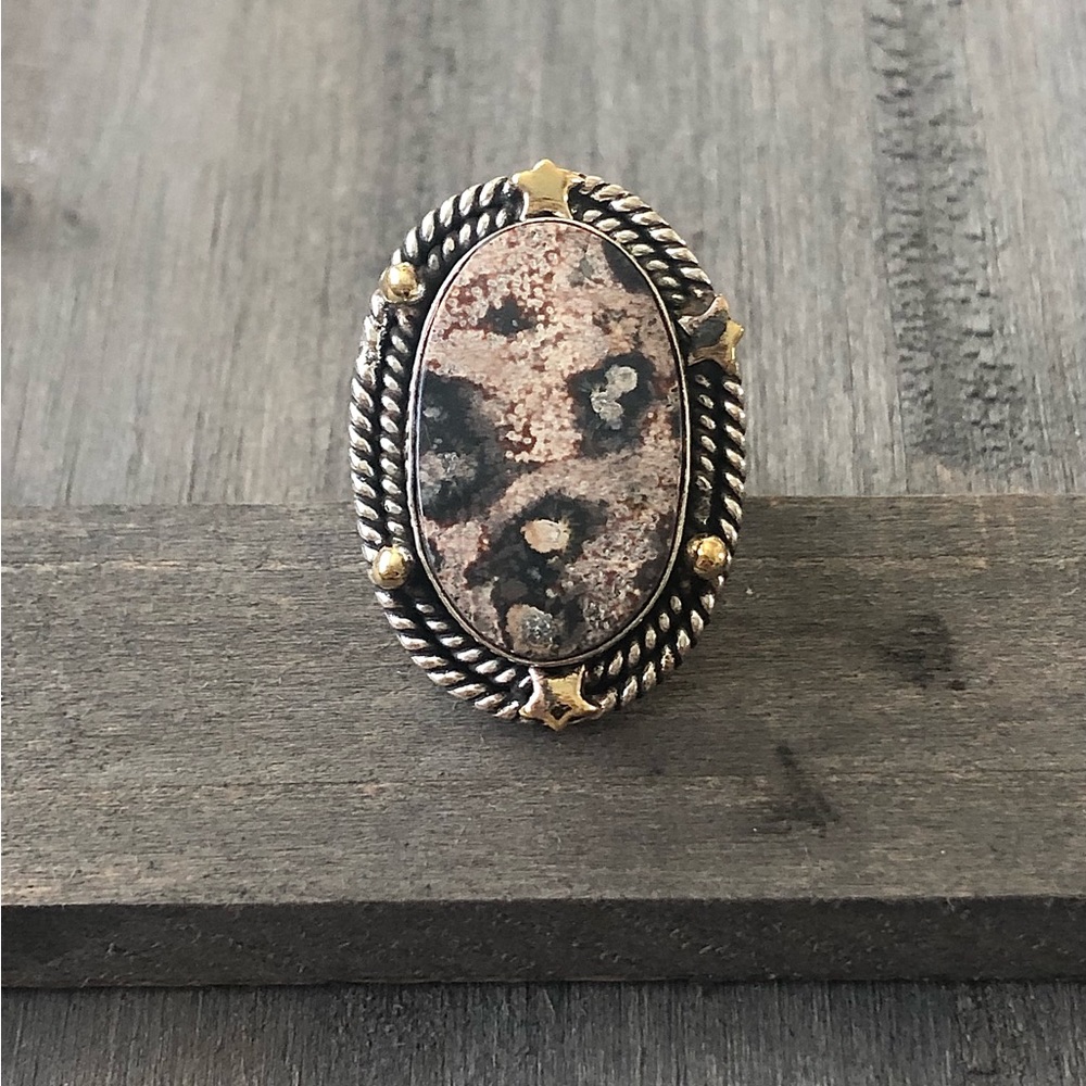 Leopard skin Jasper star ring